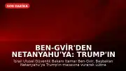 Ben-Gvir'den Netanyahu'ya: Trump'ın masasına vurup Lübnan'da savaşa döneceğimizi söyleyin