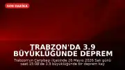 Trabzon'da 3.9 büyüklüğünde deprem kaydedildi