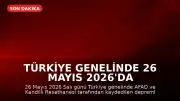 Türkiye Genelinde 26 Mayıs 2026'da Çeşitli Büyüklüklerde Depremler Kaydedildi
