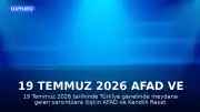 19 Temmuz 2026 AFAD ve Kandilli Verilerine Göre Son Depremler