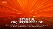İstanbul Küçükçekmece'de Motosikletli Şahsın Silahla Vatandaşları Tehdit Ettiği Anlar Kamerada