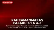Kahramanmaraş Pazarcık'ta 4.2 Büyüklüğünde Deprem Meydana Geldi
