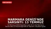Marmara Denizi'nde Sarsıntı: 13 Temmuz Pazartesi İstanbul ve Tekirdağ'da Hissedildi