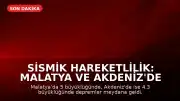 Sismik Hareketlilik: Malatya ve Akdeniz'de Depremler Meydana Geldi
