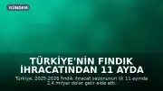 Türkiye'nin Fındık İhracatından 11 Ayda 2,4 Milyar Dolar Gelir
