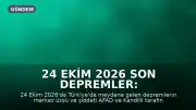 24 Ekim 2026 Son Depremler: AFAD ve Kandilli Son Durumu Açıklıyor