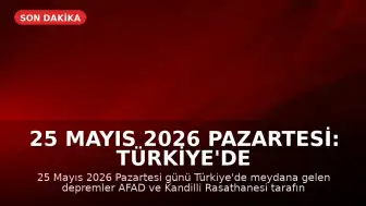 25 Mayıs 2026 Pazartesi: Türkiye'de Son Depremler ve AFAD Verileri