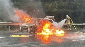 Esenyurt'ta Seyir Halindeki Otomobilde Yangın Çıktı