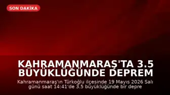 Kahramanmaraş'ta 3.5 büyüklüğünde deprem kaydedildi