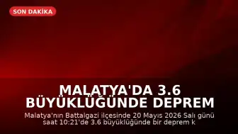 Malatya'da 3.6 büyüklüğünde deprem kaydedildi
