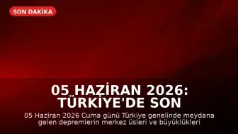 05 Haziran 2026: Türkiye'de Son Depremler ve AFAD Verileri