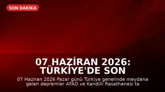 07 Haziran 2026: Türkiye'de Son Depremler AFAD Tarafından Duyuruldu