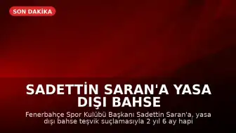 Sadettin Saran'a Yasa Dışı Bahse Teşvikten Hapis Cezası