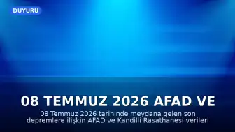 08 Temmuz 2026 AFAD ve Kandilli Verileri: Son Depremler Hakkında Bilgilendirme