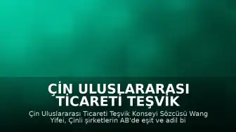 Çin Uluslararası Ticareti Teşvik Konseyi'nden AB'ye Adil İş Ortamı Çağrısı