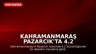 Kahramanmaraş Pazarcık'ta 4.2 Büyüklüğünde Deprem Meydana Geldi
