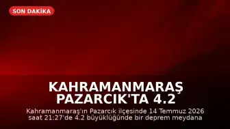 Kahramanmaraş Pazarcık'ta 4.2 Büyüklüğünde Deprem Meydana Geldi