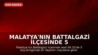 Malatya'nın Battalgazi İlçesinde 5 Büyüklüğünde Deprem Meydana Geldi