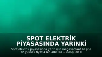 Spot Elektrik Piyasasında Yarınki Fiyatlar Belirlendi