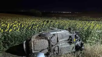 Tekirdağ Çorlu'da Otomobil Tarlaya Devrildi: 5 Yaralı