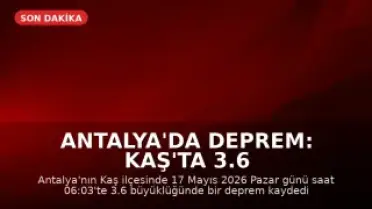 Antalya'da Deprem: Kaş'ta 3.6 Büyüklüğünde Sarsıntı