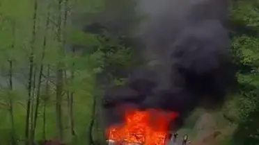 Artvin'de Seyir Halindeki Otomobilde Yangın Çıktı