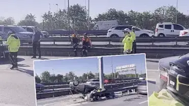 D-100 Karayolu'nda Trafik Kazası: Otomobil Takla Attı