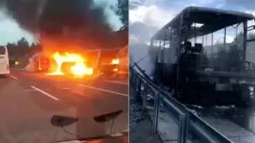 Pozantı Otoyolu'nda Yolcu Otobüsü Alev Aldı: Yolcular Kurtarıldı