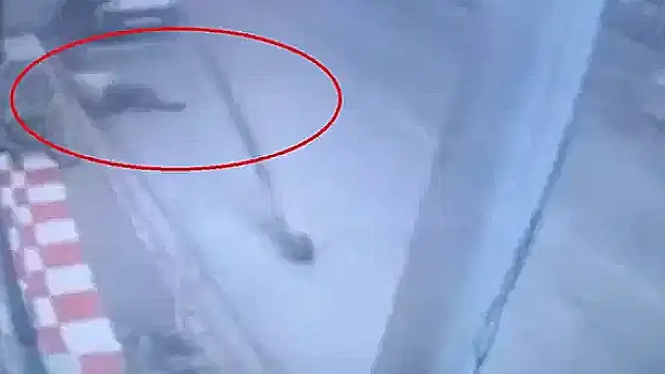 Yolda Yürüyen Kişinin Üzerine Aydınlatma Direği Devrildi