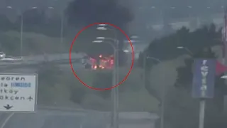 TEM Otoyolu'nda Tur Otobüsü Alev Aldı