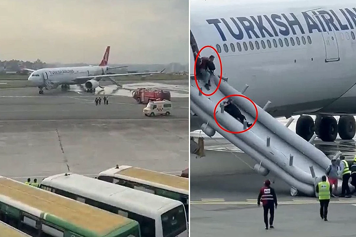 THY uçağında iniş sonrası yangın paniği: Yolcular tahliye edildi