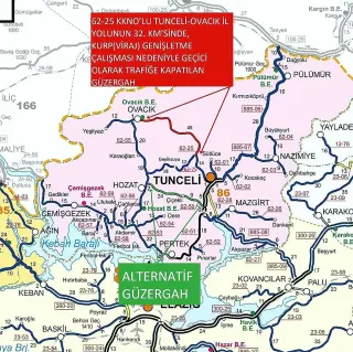 Tunceli-Ovacık Yolunda Kontrollü Patlatma Yapılacak: Trafik 2-3 Gün Kapalı Olacak